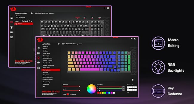 Redragon K740 PRO Wireless RGB Gaming Keyboard, 98 Keys 3-Mode Mechanical Keyboard with Aluminum Base, Hot-Swappable PBT Keycaps, Bluetooth/2.4G/USB-C