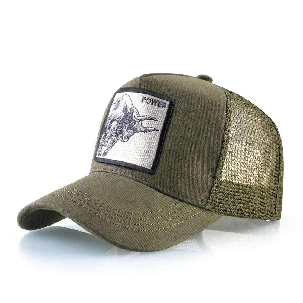 K Baseball Caps Men Snapback Hip Hop Trucker Cap With Embroidery Bull Patch Four Seasons Breathable Mesh Trucker Hat For Women