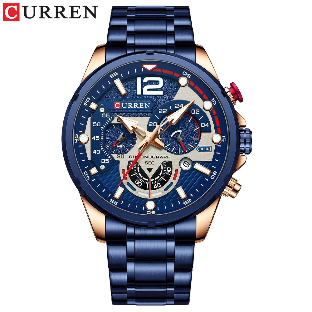 CURREN Men’s Luxury Quartz Chronograph Watch Sport Design, Waterproof & Date Display