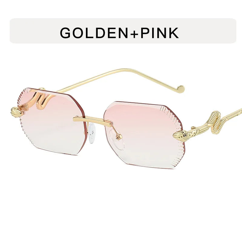 Fashion snake-shaped metal decorative sunglasses - unisex irregular frame, UV protection, sunshades
