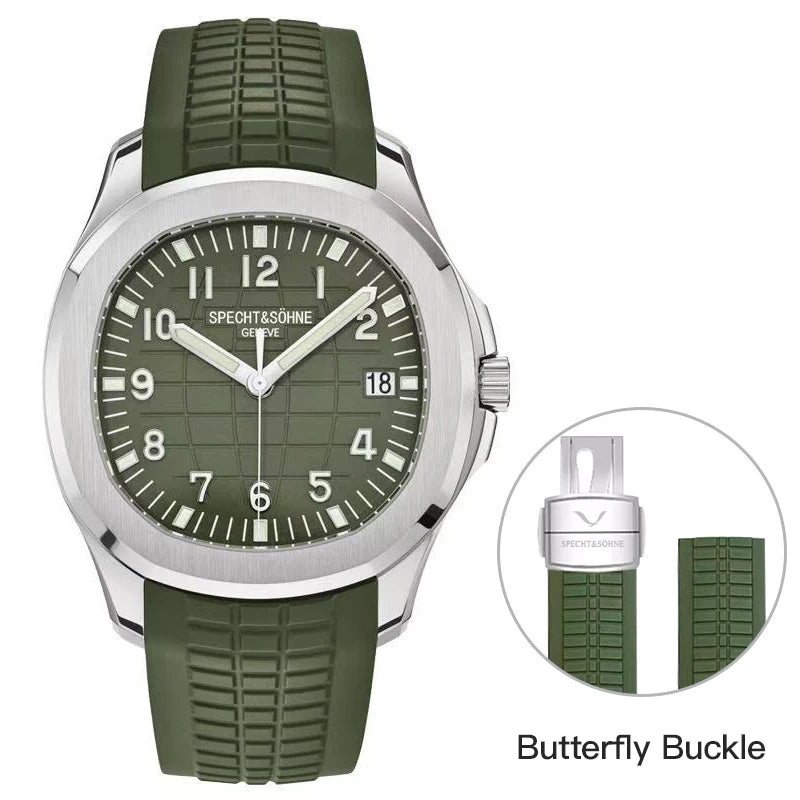 Specht&Sohne Brand Automatic Mechanical Watches Sports Wristwatches Green Sapphire Luminous 50M Waterproof Relogio Masculino