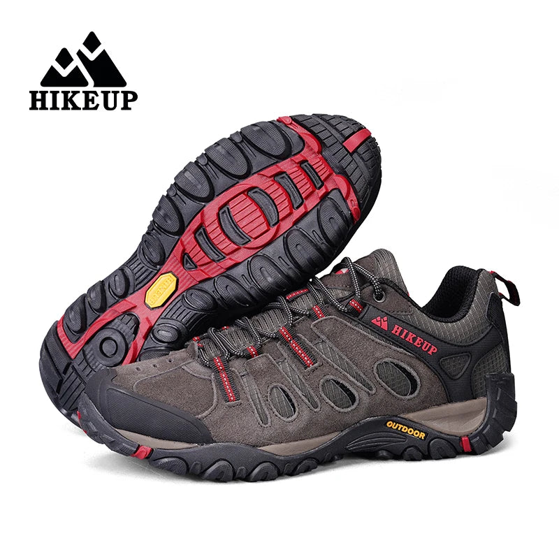 HIKEUP Hiking Shoes Men's Winter Climbing Trekking Sneakers for Men Leather Breathable Outdoor Anti-Skid Sports Work Shoes
