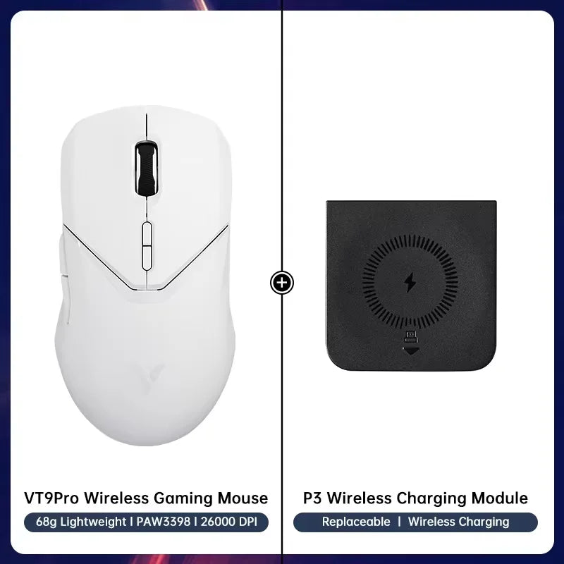 Rapoo VT9PRO PAW3398 безжична геймърска мишка 68g, кабелна, програмируема, ергономична, 26000DPI, презареждаема чрез Type C, аксесоар за PC геймъри