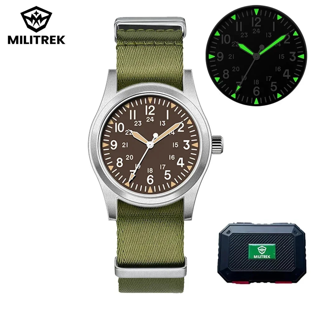 MILITREK 2026 New Military Retro Men's VH31 Quartz Watch 37mm Sapphire Stainless Steel 100m Waterproof C3 Luminous Watch for Men