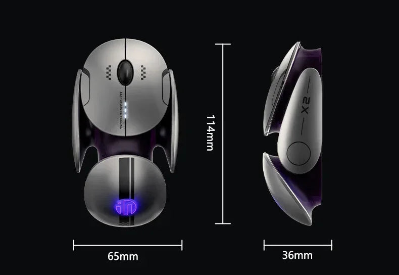 Mouse wireless Bluetooth in metallo Inphic X2 tri-mode, silenzioso, ricaricabile, e-sport, retroilluminato, per gaming, PC e laptop, idea regalo