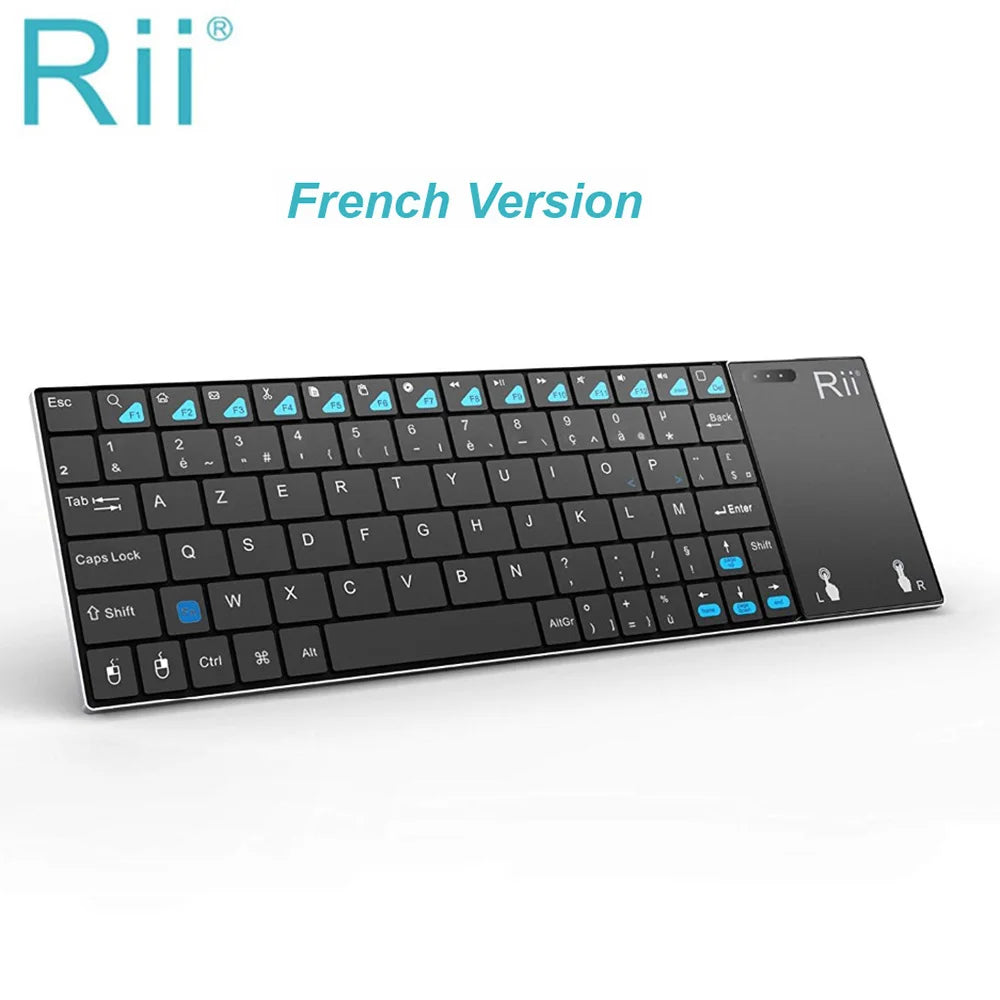 Tastiera wireless russa spagnola inglese francese Rii K12+/i12+ Mini Keyboard con touchpad mouse per Android laptop PC TV Box