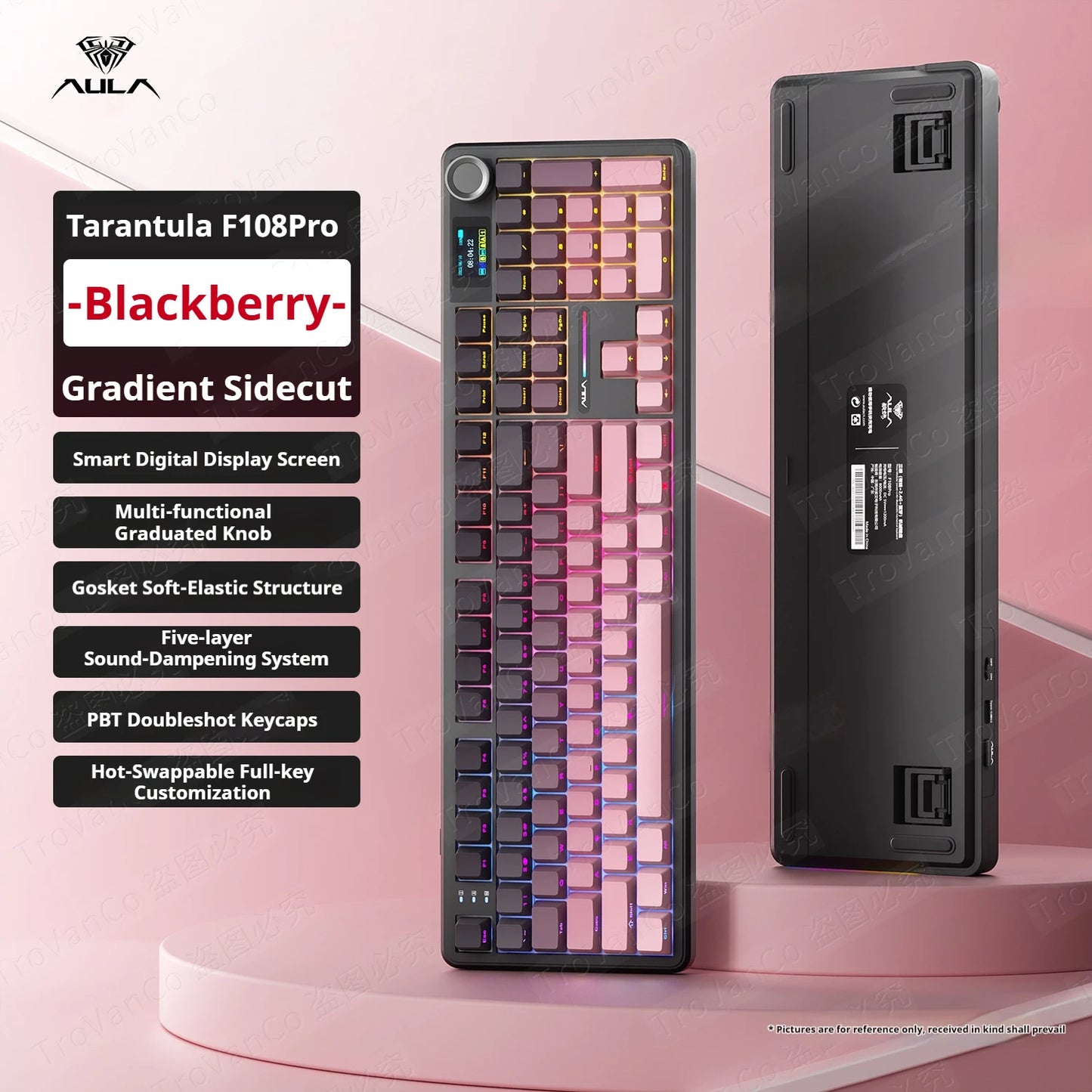 Teclado mecánico AULA F108 PRO personalizado con diseño 100%, retroiluminación RGB, Bluetooth inalámbrico, interruptor HiFi para gaming