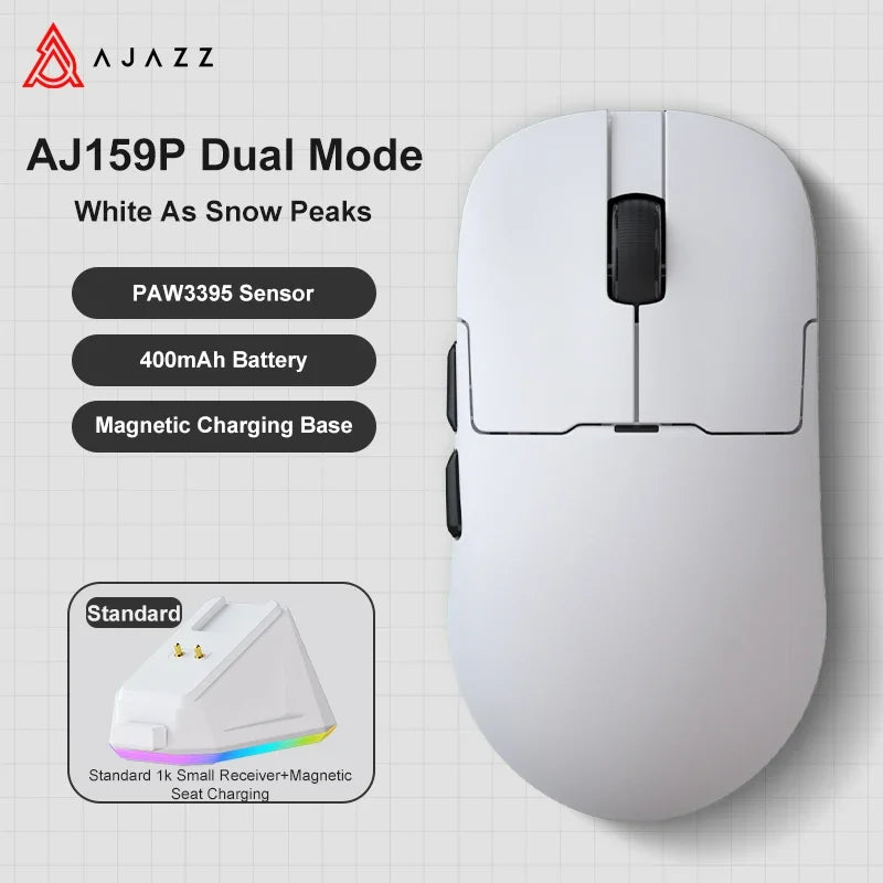 Ajazz AJ159 PRO/APEX Gaming Mouse 8000Hz Wireless Bluetooth Gaming Mouse with PAW3950 Sensor, 42K DPI, Magnetic Charging Dock & Color Display