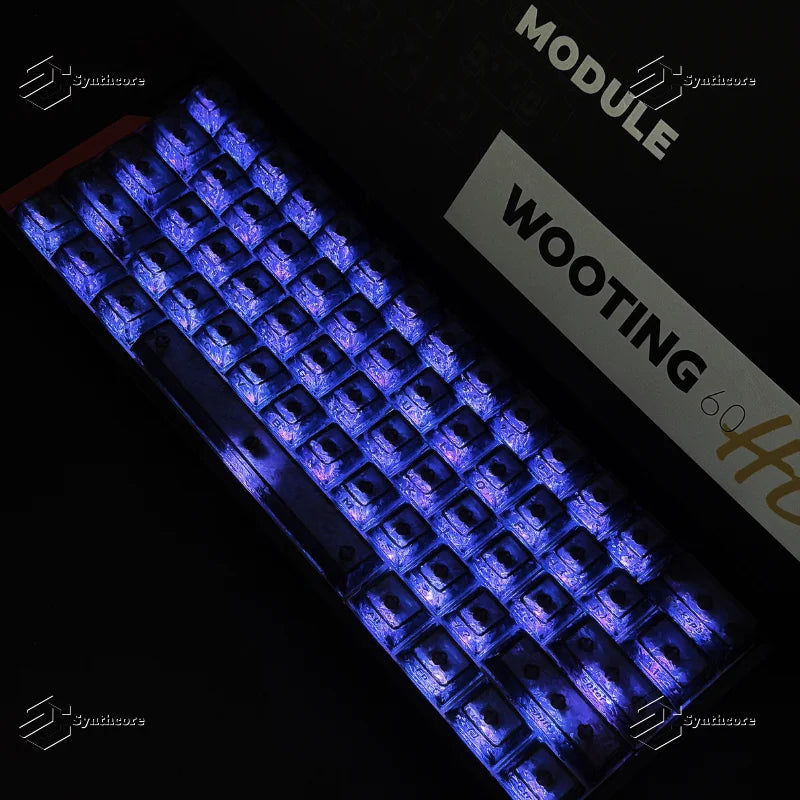 Black Carbon Fiber Translucent Cherry Keycap Kit PC 110 Key Suitable for 61/75/87/104/108 Magnetic Axis Keyboard Wooting