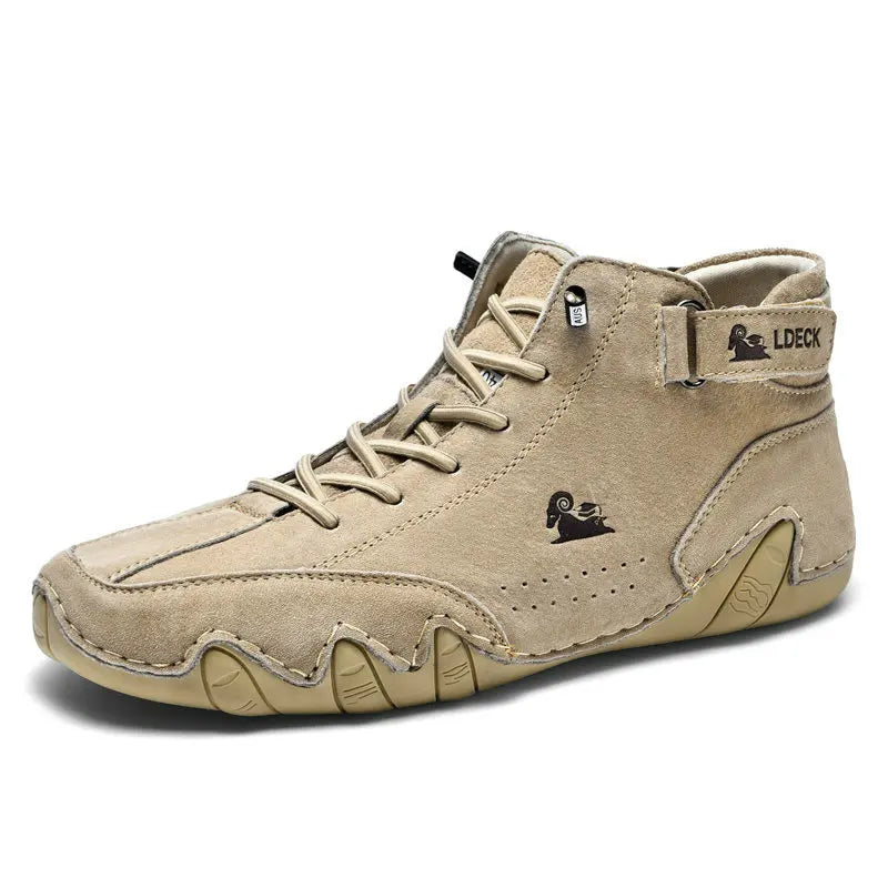 Men's Leather Casual Shoes, Non-slip Walking Sports Shoes, Handmade Shoes for Men with Free Shipping, High Top Sneakers Masculino