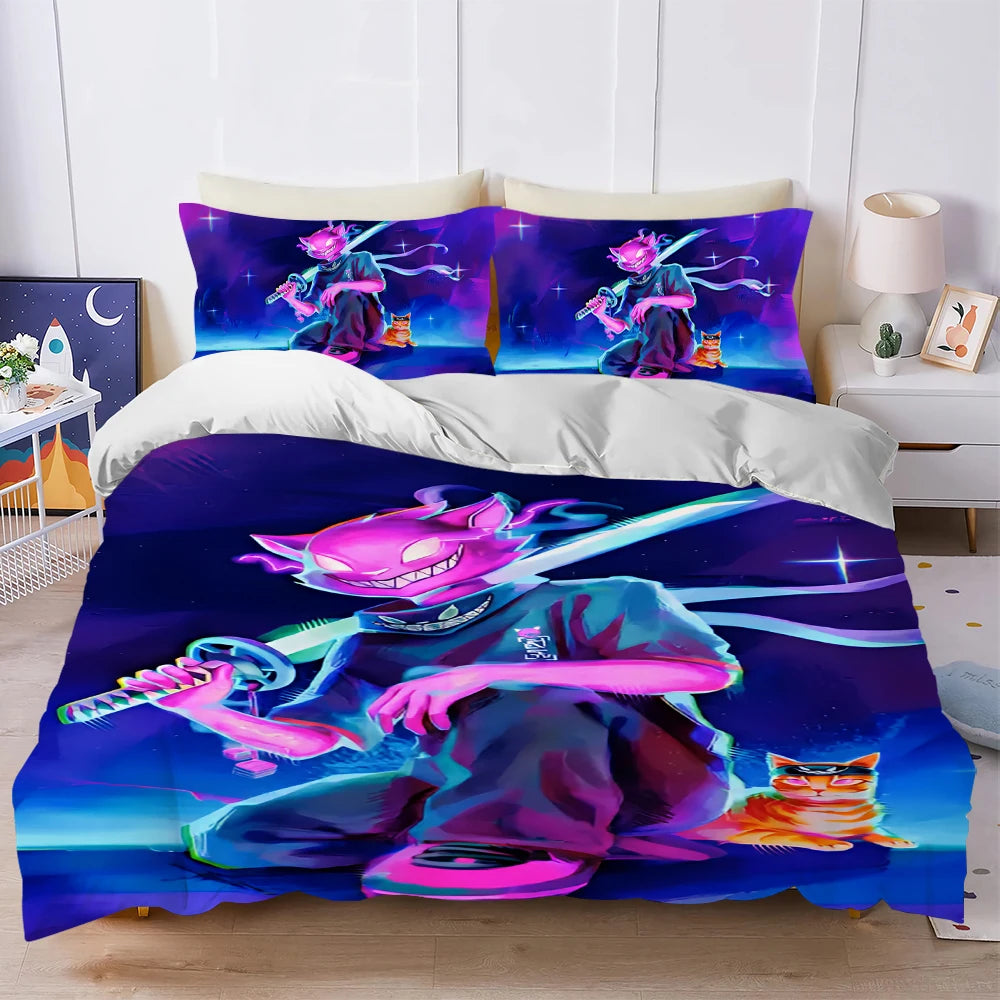 Battle Game F-Fortnite Bettbezug-Set, weich gewaschen, 3-teilig, sommerlich komfortabel, für Studentenwohnheim, Zuhause und Babybettwäsche, Bestseller