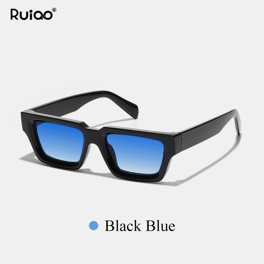 Ruiao 2026 fashion black small rectangular thick frame sunglasses for men and women rectangular summer wear shades