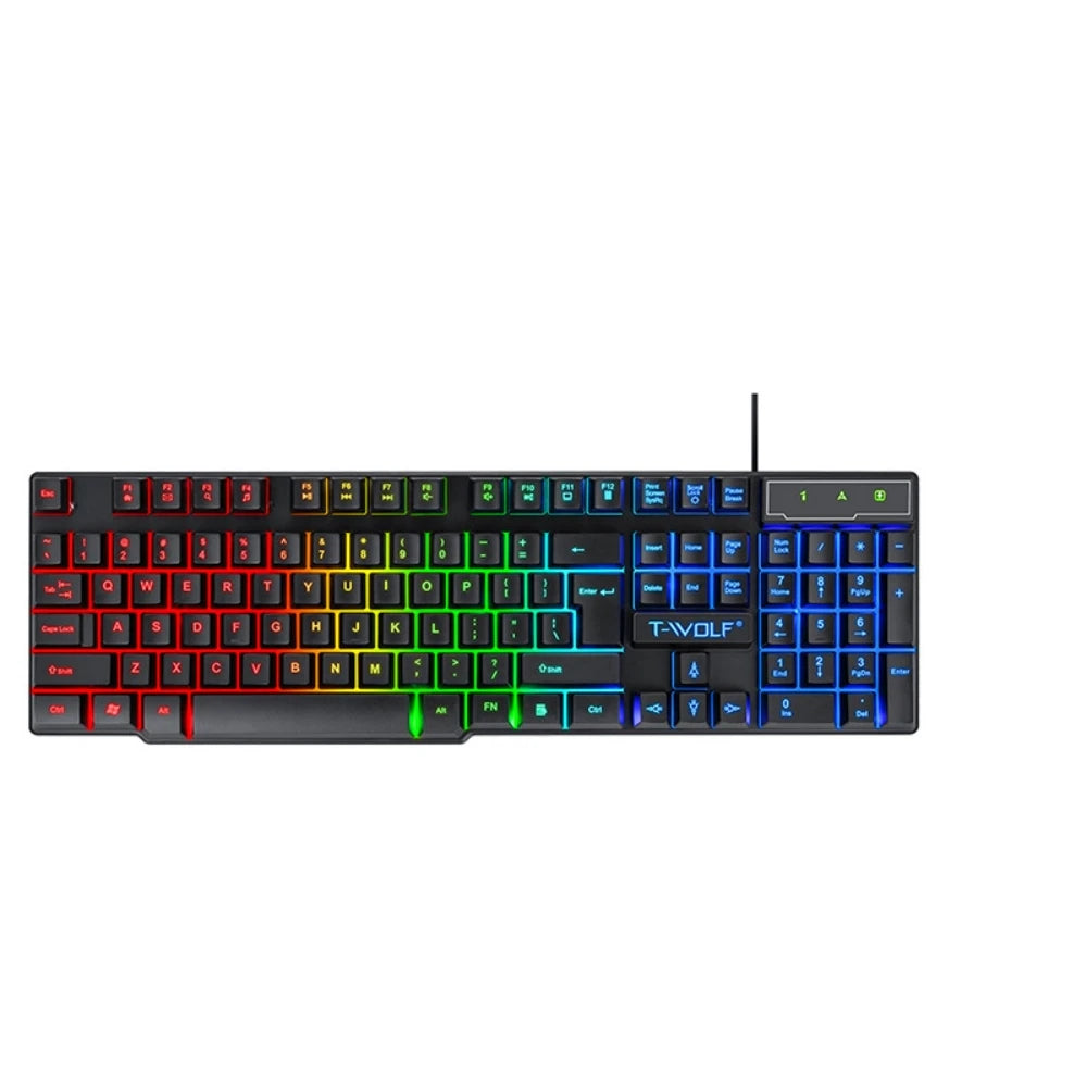 Arabic English Keyboard Spanish Russian Arabic Keyboard Mouse Kit 100% Keyboard ISO Layout 104 Keys Rainbow Backlight Gaming T20