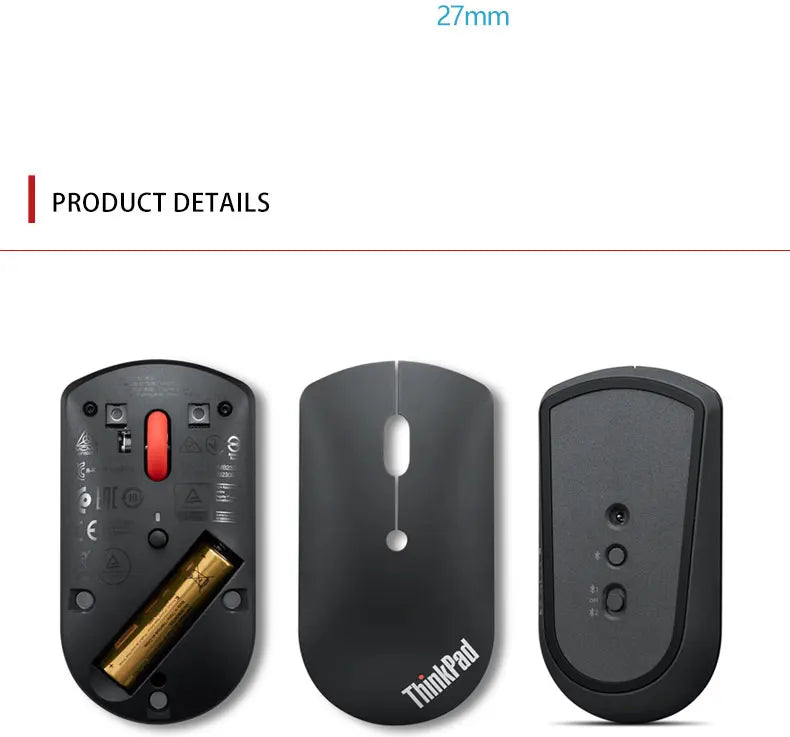Lenovo ThinkPad Wireless Mouse 4Y50X88822 Dual Bluetooth Office Mouse Laser Mouse Black Ergonomic Laptop Mouse
