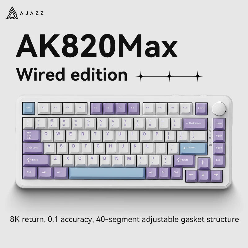 AJAZZ AK820 MAX Magnetic Switch Mechanical Gaming Keyboard, Wired 75% RGB Gasket Mechanical Keyboard with Type-C, Hot-Swappable PBT Keycaps, 8000Hz Polling Rate