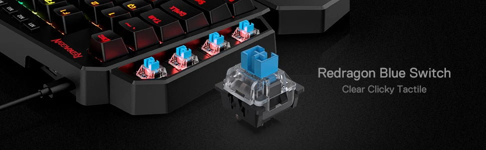 Redragon K585 DITI One-Handed RGB Mechanical Gaming Keyboard, 42-Key Hot-Swappable Gaming Keypad with Wrist Rest, Wired Type-C Professional Gaming Keyboard