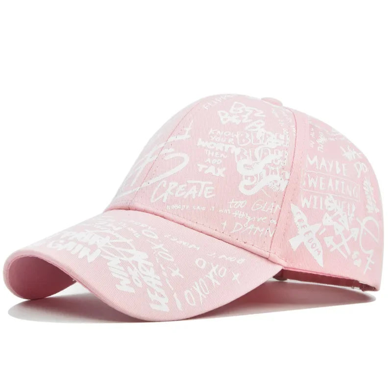 Trendy Unisex Graffiti Print Baseball Cap - Colorful Painted Visor Fashion Hat