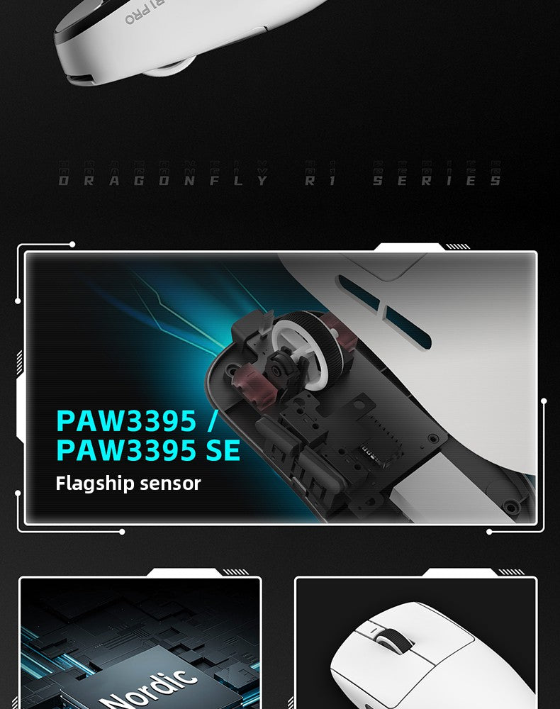 VXE Dragonfly R1 Wireless Lightweight Ergonomic Mouse PAW3395 Sensor Three-mode Gaming Mouse Low Latency PC Player Office Gift