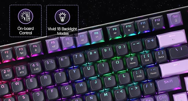 Redragon K740 PRO Wireless RGB Gaming Keyboard, 98 Keys 3-Mode Mechanical Keyboard with Aluminum Base, Hot-Swappable PBT Keycaps, Bluetooth/2.4G/USB-C