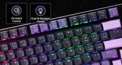 Redragon K740 PRO Wireless RGB Gaming Keyboard, 98 Keys 3-Mode Mechanical Keyboard with Aluminum Base, Hot-Swappable PBT Keycaps, Bluetooth/2.4G/USB-C