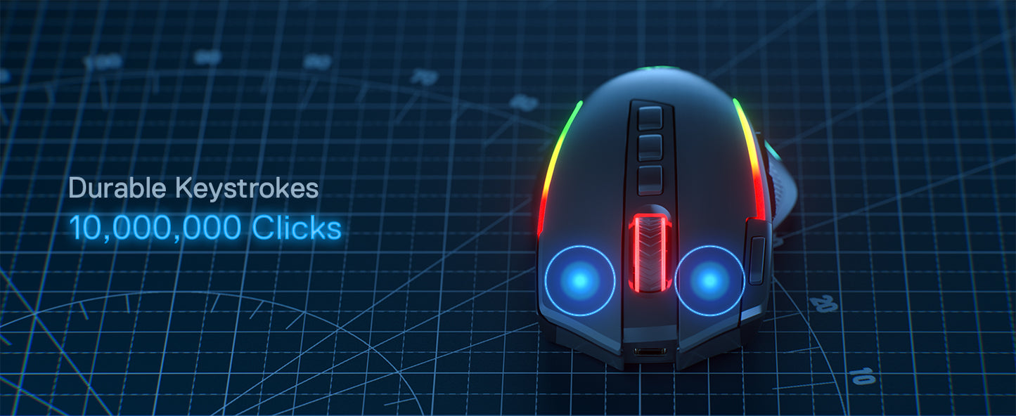 Redragon M612 PRO BT & 2.4 RGB Gaming Mouse, 8000 DPI Wired/Wireless Optical Gamer Mice, 11 Programmable Buttons & 6 Backlit Modes