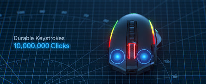 Redragon M612 PRO BT & 2.4 RGB Gaming Mouse, 8000 DPI Wired/Wireless Optical Gamer Mice, 11 Programmable Buttons & 6 Backlit Modes