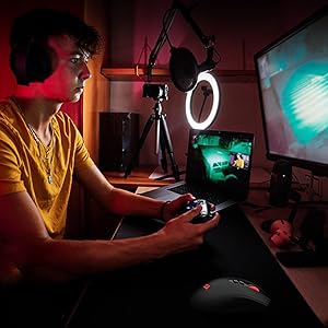 Redragon M656 Gainer Wireless Gaming Mouse, 4000 DPI 2.4GHz Wireless Gamer Mouse with 5 DPI Levels, 7 Macro Buttons, Red LED Backlight