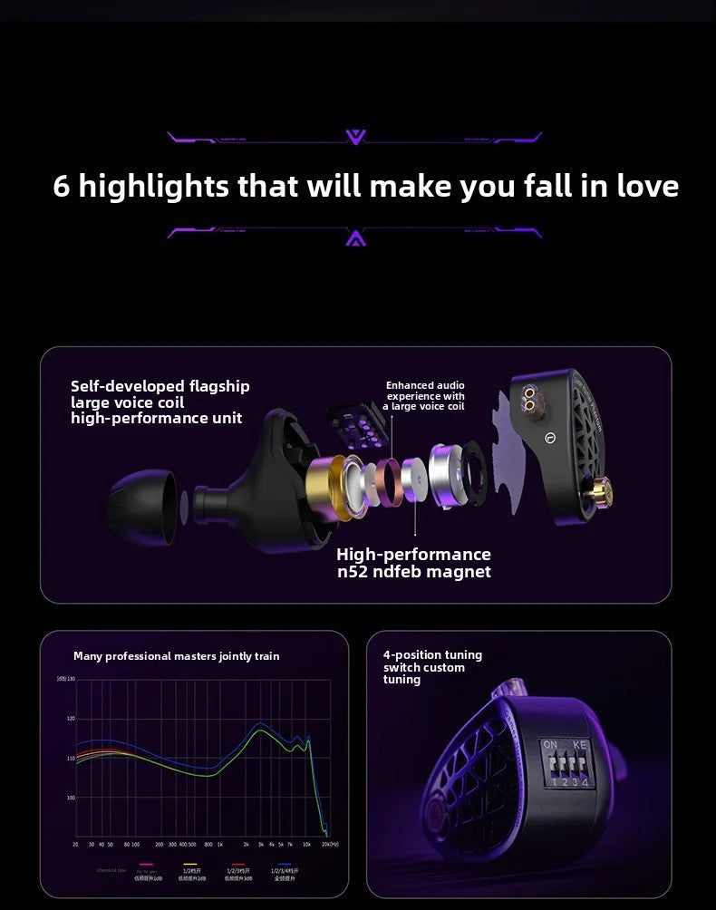 KZ Phantom HiFi Gaming Earphones – Professional Wired In-Ear Gaming Headphones with Custom Tuning Switch, DSP Sound Card, High-Fidelity Audio & Competitive Gaming Sound