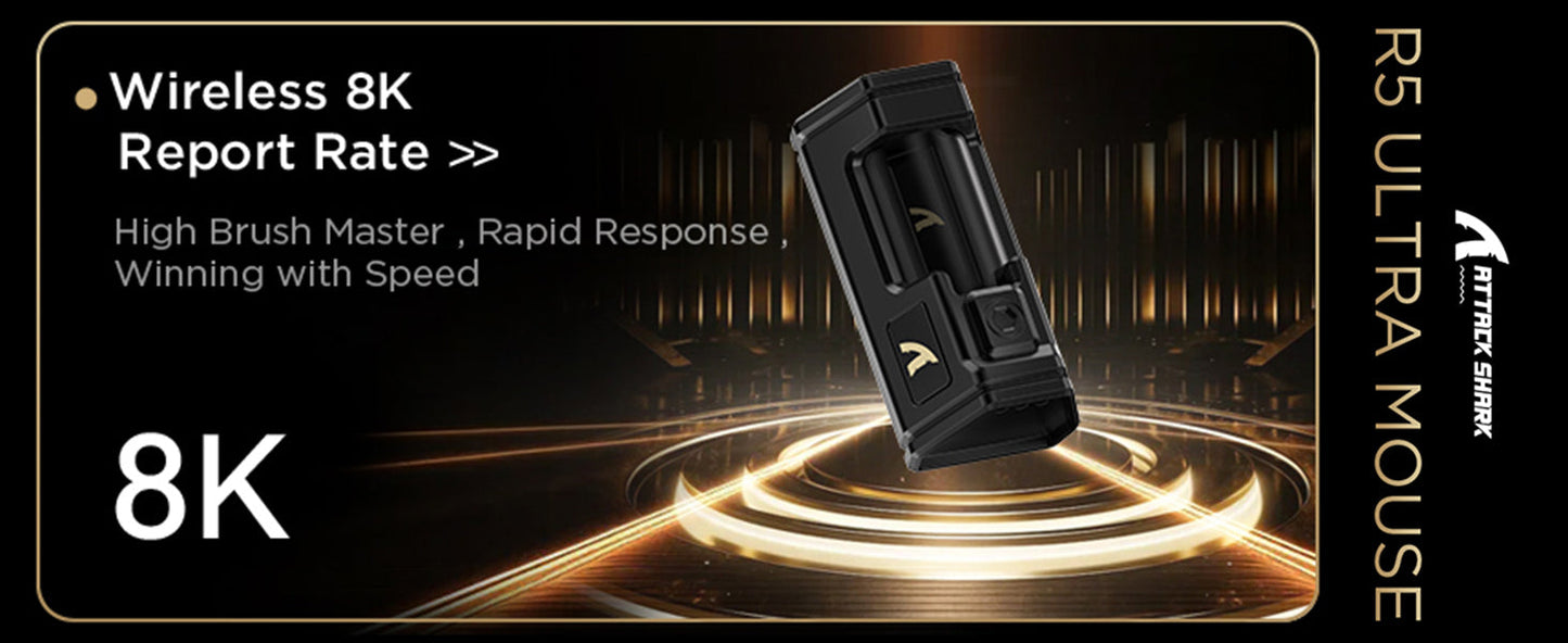 ATTACK SHARK R5 Ultra Carbon Fiber Wireless 8K Gaming Mouse 39g SUPERLIGHT, PixArt PAW3950MAX Gaming Sensor, 8000Hz Wireless Poll