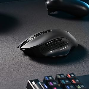 Redragon M656 Gainer Wireless Gaming Mouse, 4000 DPI 2.4GHz Wireless Gamer Mouse with 5 DPI Levels, 7 Macro Buttons, Red LED Backlight