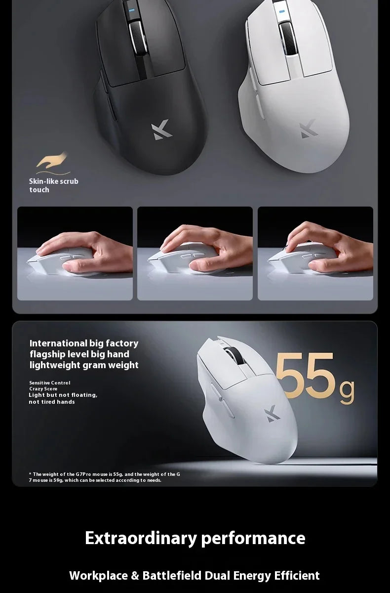 NEW G7 PRO Gaming Mouse Triple-mode Wireless Bluetooth Ergonomics Lightweight Mouse Customized PC Office Gamer Accessory Mice