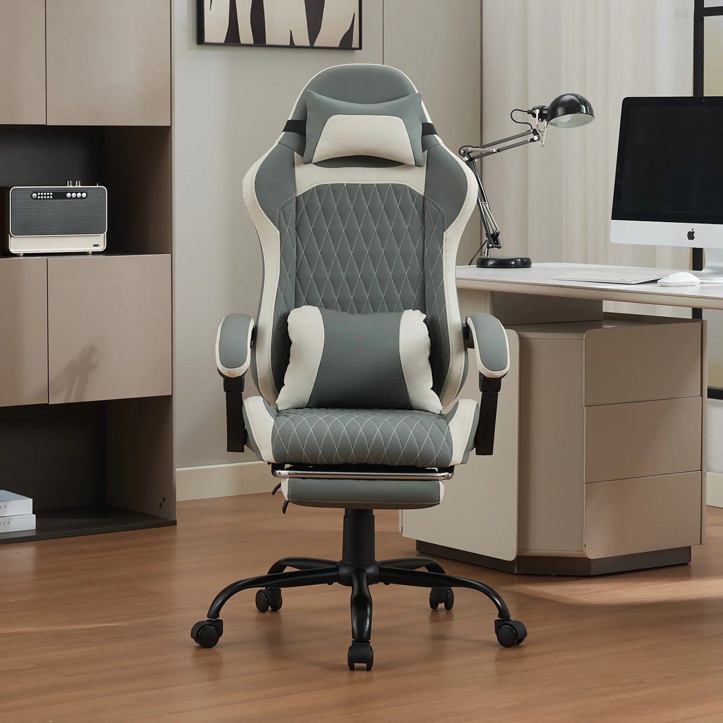 Elegant Ergonomic Gaming Chair, Comfortable Computer Seat for Game Room and Home Desk, Reinforced Frame for Daily Use