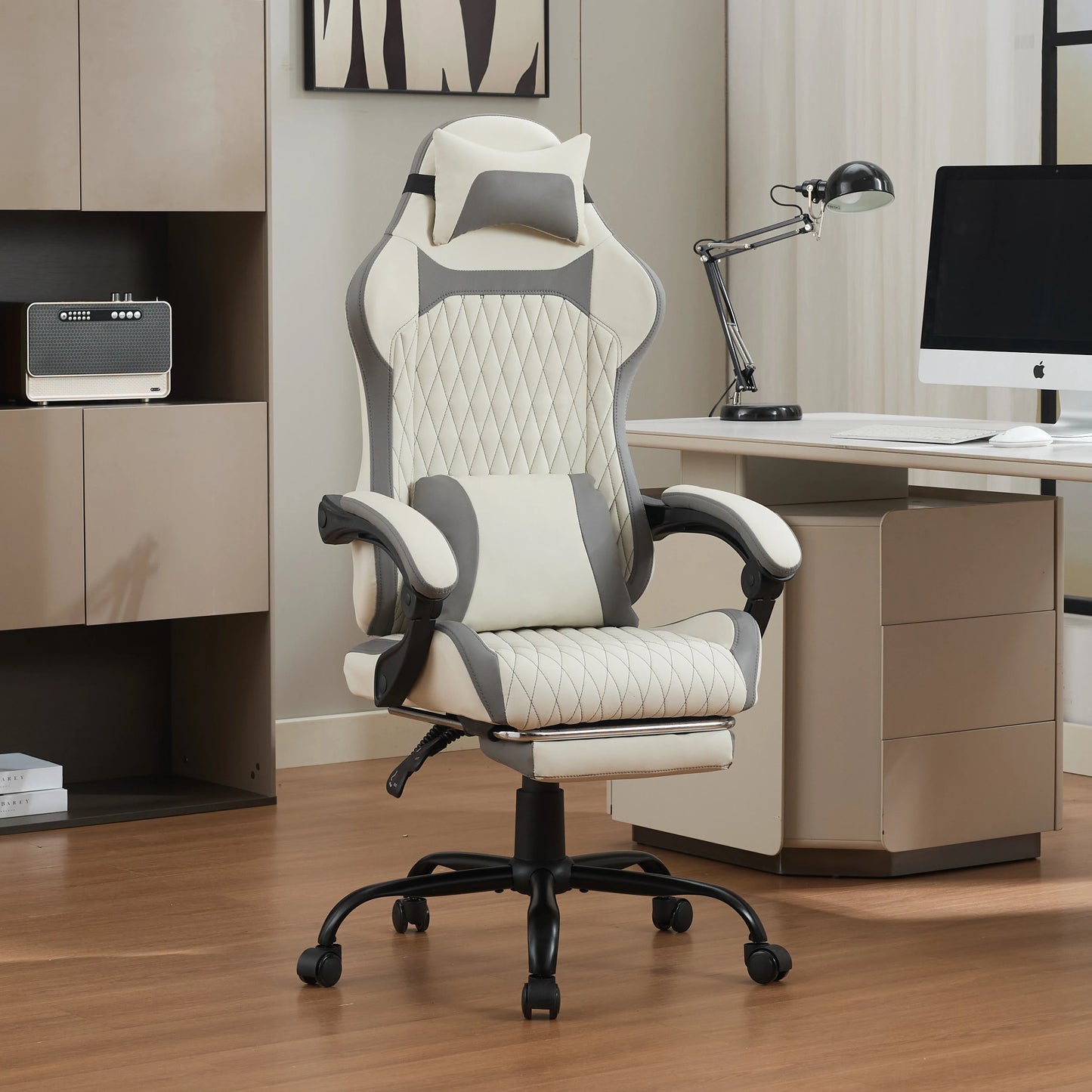 Elegant Ergonomic Gaming Chair, Comfortable Computer Seat for Game Room and Home Desk, Reinforced Frame for Daily Use