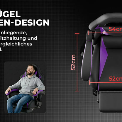 Gaming Chair Ergonomic Gaming Chair with Lumbar Cushion and Headrest, Gamer Chair Height Adjustable, PC Chair for Adults