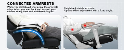 GTPLAYER Gaming Chair Ergonomic Gaming Armchair Desk Chair Faux Leather, Spring Seat Cushion, Connecting Armrests and Footrest 150KG