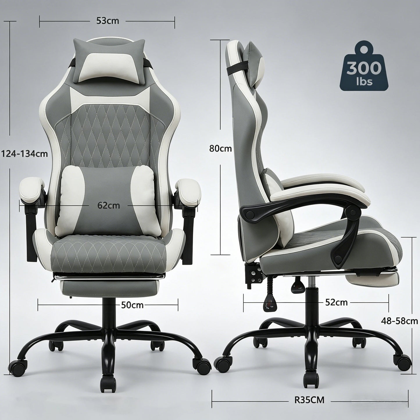 Elegant Ergonomic Gaming Chair, Comfortable Computer Seat for Game Room and Home Desk, Reinforced Frame for Daily Use