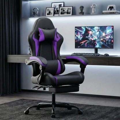 Gaming Chair Ergonomic Gaming Chair with Lumbar Cushion and Headrest, Gamer Chair Height Adjustable, PC Chair for Adults
