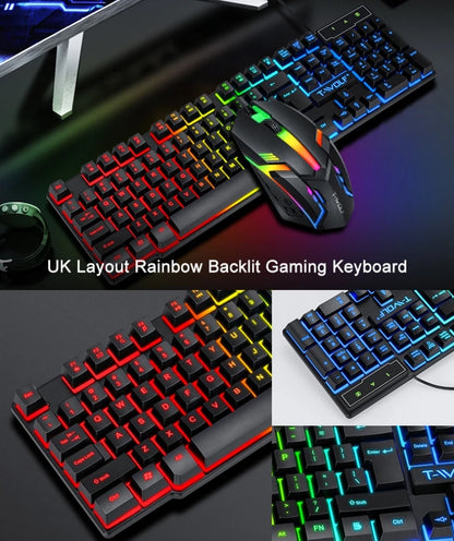 Arabic English Keyboard Spanish Russian Arabic Keyboard Mouse Kit 100% Keyboard ISO Layout 104 Keys Rainbow Backlight Gaming T20