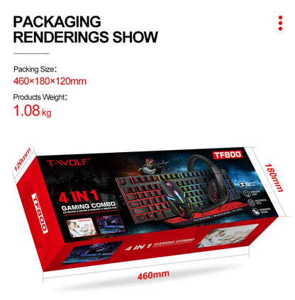 Arabic English Keyboard Spanish Russian Arabic Keyboard Mouse Kit 100% Keyboard ISO Layout 104 Keys Rainbow Backlight Gaming T20