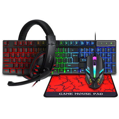 Arabic English Keyboard Spanish Russian Arabic Keyboard Mouse Kit 100% Keyboard ISO Layout 104 Keys Rainbow Backlight Gaming T20