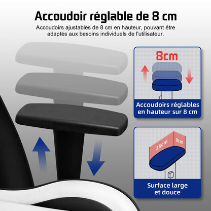 Hiazurm Office chair, Gaming chair for adults with adjustable backrest and armrests, Gaming chair with 3D wing contour design, Ergonomic office chair with S-shaped back support, Gaming chair with one-piece steel frame