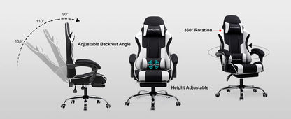 GTPLAYER Office Chair Gaming Chair Fabric Gaming Armchair Ergonomic Gamer Chair Footrest Headrest Lin Pillow Padded