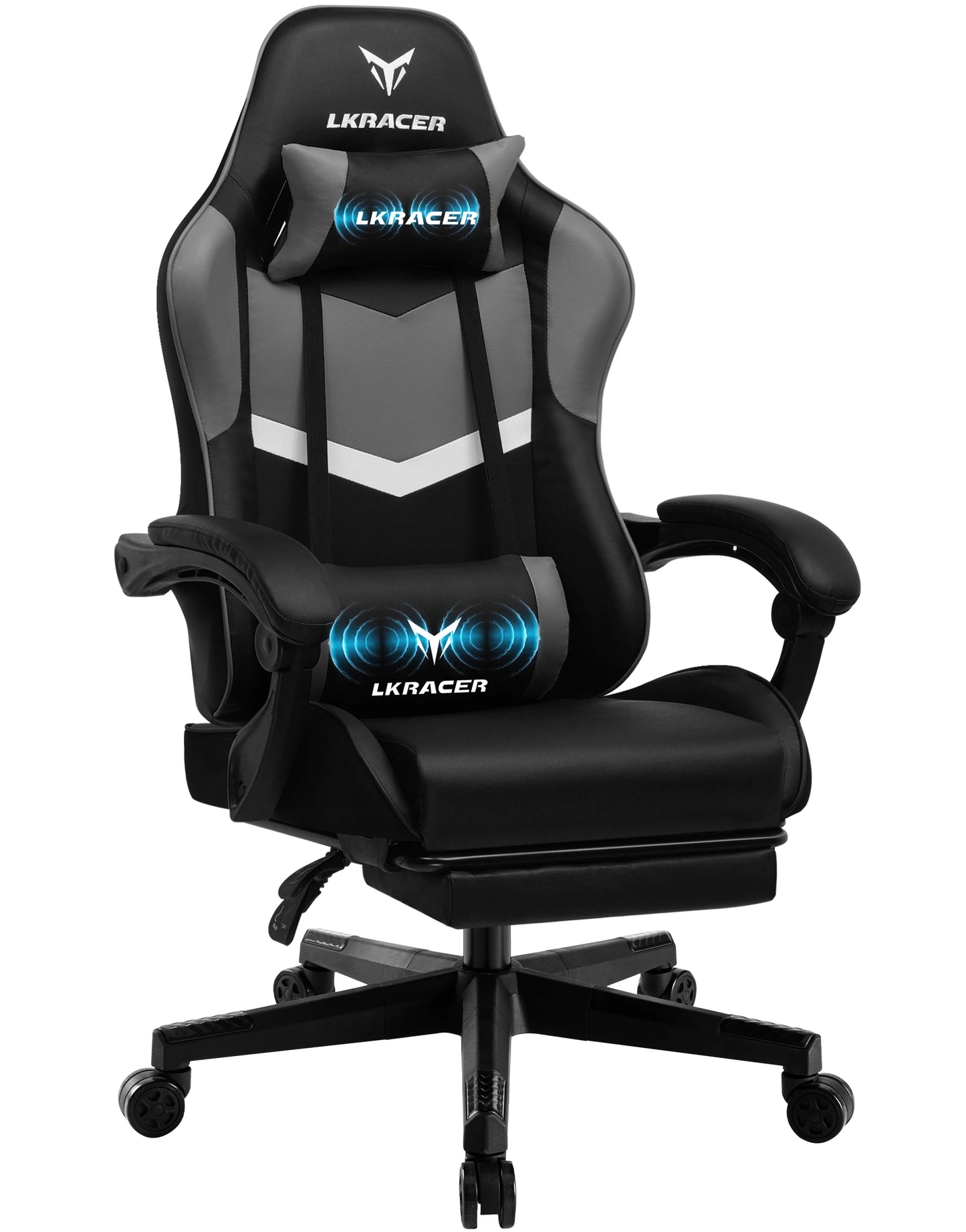 LUCK RACER Gaming Chair with Footrest Office Chair Ergonomic with Adjustable Lumbar Pillows, Pillow Gaming Chair