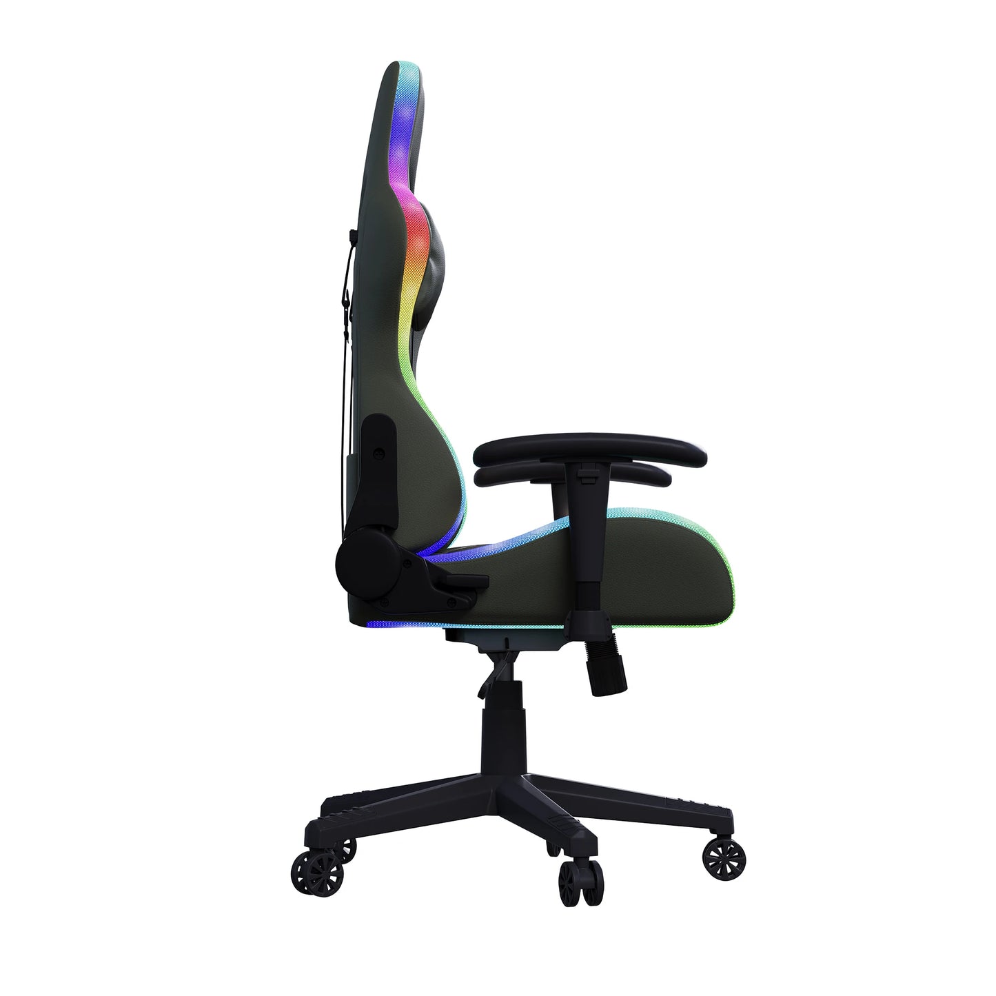 Comanlai Ergonomic Gaming Chair with RGB Lighting, PVC Leather Computer Chair, Adjustable Seat Height and Backrest, Waist Massage