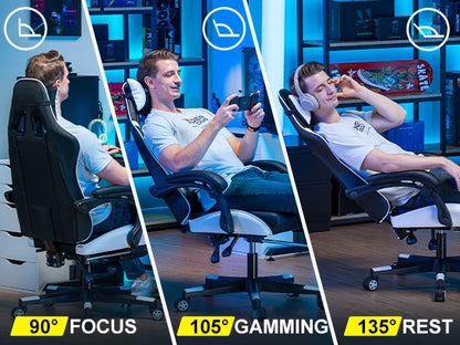 GTPLAYER Gaming Chair Gamer Chair Ergonomic Office Chair Footrest Adjustable Lumbar & Pillows Gaming Chair