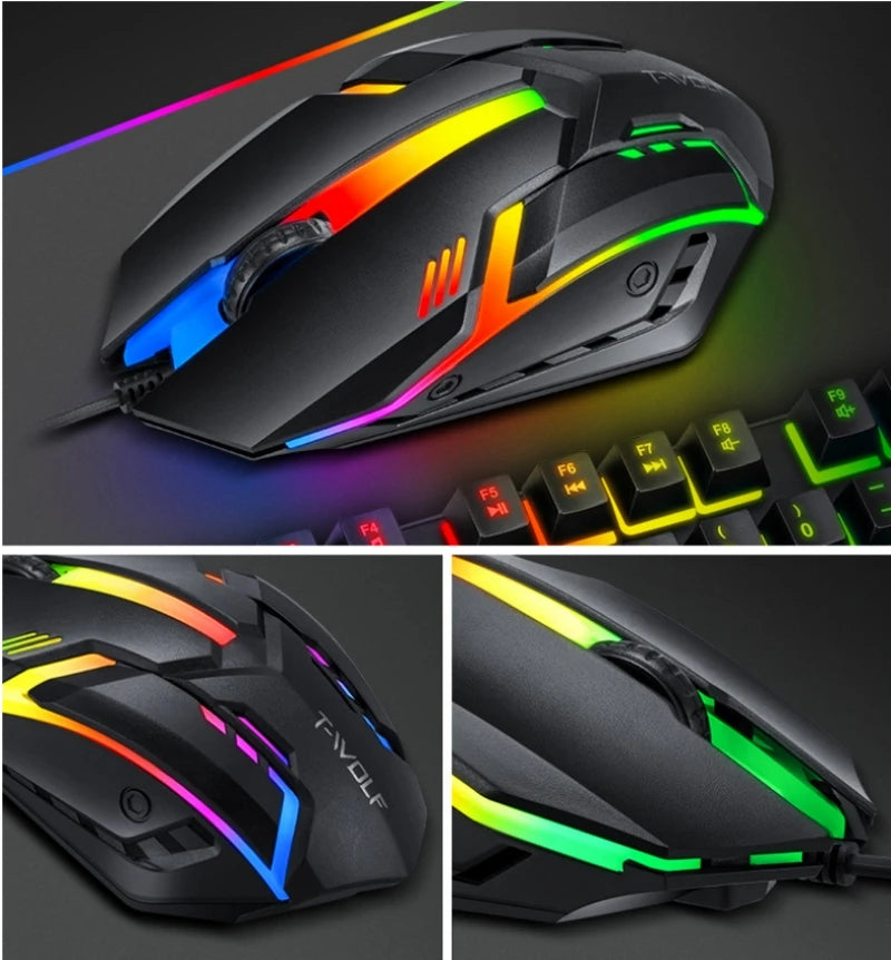 Arabic English Keyboard Spanish Russian Arabic Keyboard Mouse Kit 100% Keyboard ISO Layout 104 Keys Rainbow Backlight Gaming T20