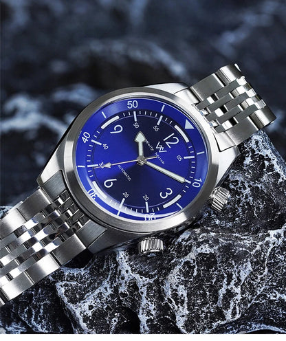 WM Watch Automatic Mechanical Watch Hardened Mineral Glass Hardlex 200M WR 316L Stainless Steel Welly Merck Watches 089M-WM
