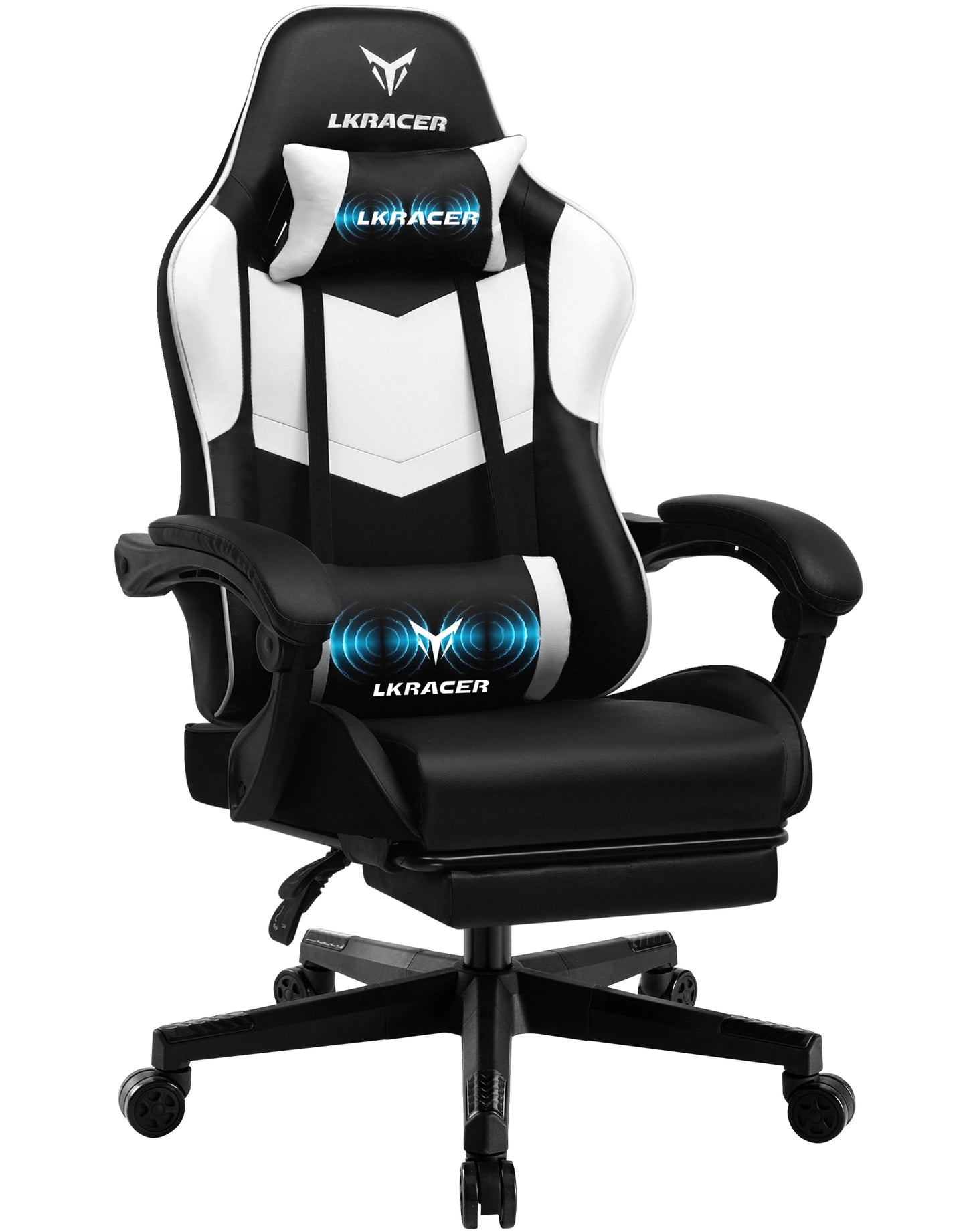 LUCK RACER Gaming Chair with Footrest Office Chair Ergonomic with Adjustable Lumbar Pillows, Pillow Gaming Chair
