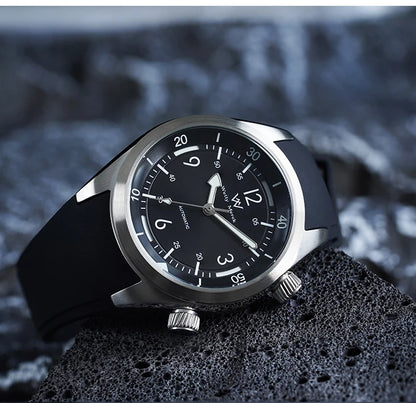 WM Watch Automatic Mechanical Watch Hardened Mineral Glass Hardlex 200M WR 316L Stainless Steel Welly Merck Watches 089M-WM