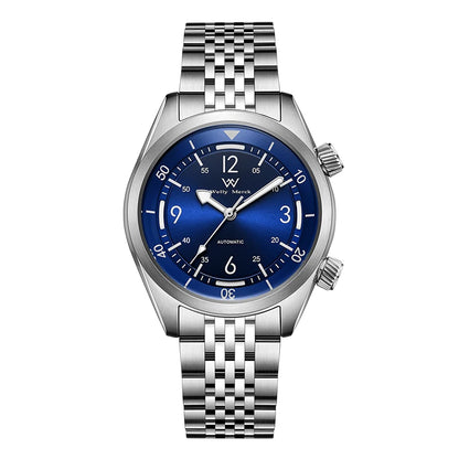 WM Watch Automatic Mechanical Watch Hardened Mineral Glass Hardlex 200M WR 316L Stainless Steel Welly Merck Watches 089M-WM